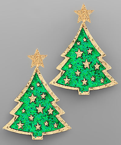 Glitter Christmas Tree Earrings