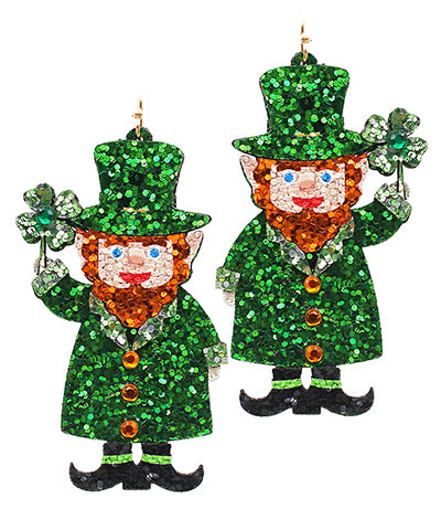 Glitter St. Patrick's Leprechaun Earrings