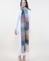 Fuzzy Multi Color Plaid Scarf