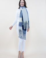 Asymmetric Large Plaid Scarf