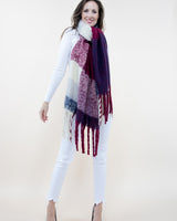 Asymmetric Large Plaid Scarf
