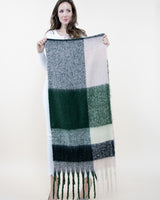 Asymmetric Large Plaid Scarf