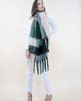 Asymmetric Large Plaid Scarf