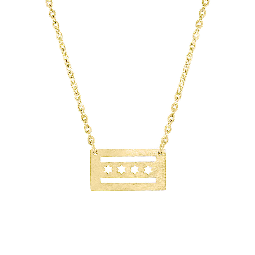 Gold Chicago Flag Necklace Windy City jewelry