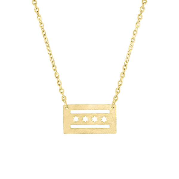 Gold Chicago Flag Necklace Windy City jewelry