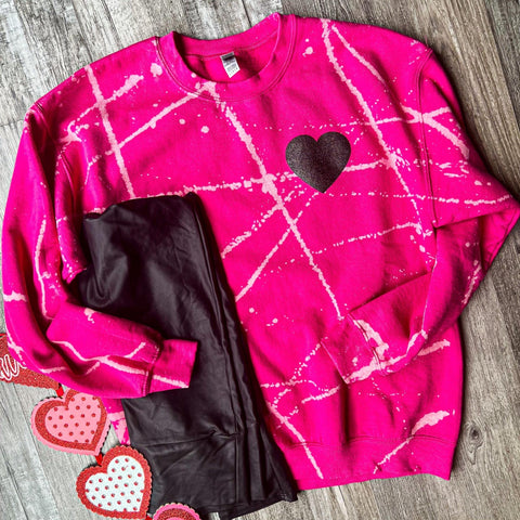 Pink Tie Dye Heart Sweatshirt