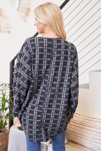 Black Round Hem Pocket Open Cardigan