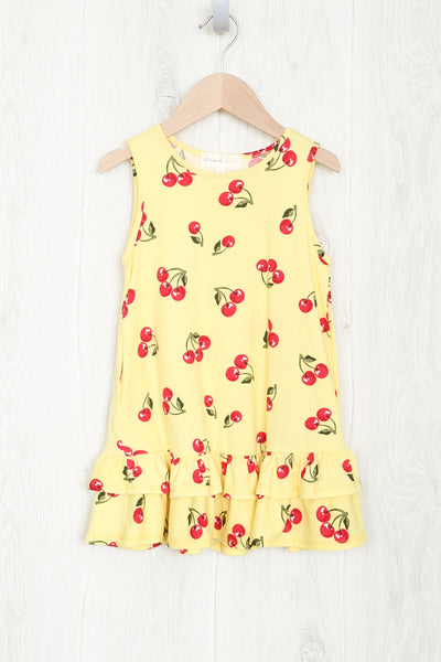 Cherry Ruffle Hem Dress - Toddler