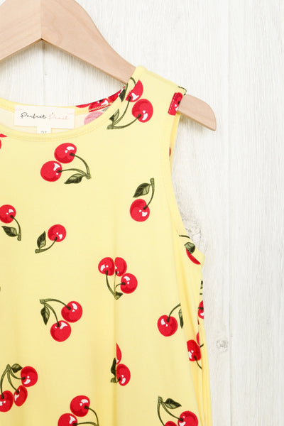 Cherry Ruffle Hem Dress - Toddler