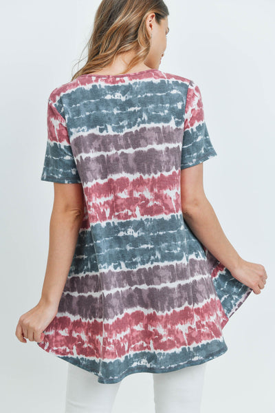 Tie Dye Ruffle Hem Top - Adult