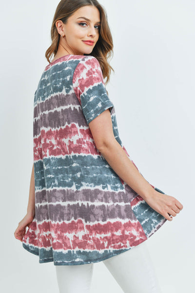 Tie Dye Ruffle Hem Top - Adult