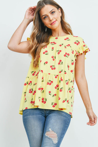 Cherry Ruffle Top
