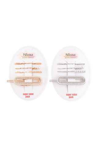 Oval Pearl Rhinestone Hair Accessory Set