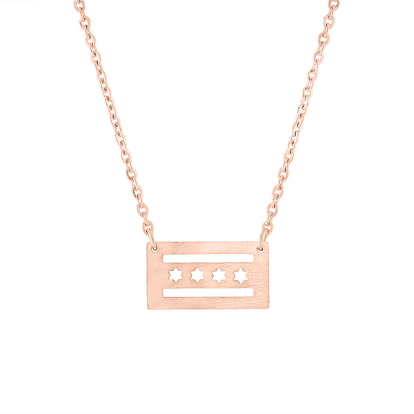 Rose Gold Chicago Flag Necklace Windy City jewelry
