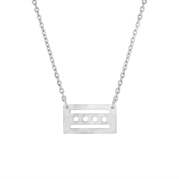 Silver  Chicago Flag Necklace Windy City Jewelry