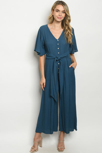Button Blue Jumpsuit