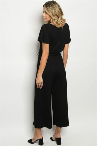 Scoop neck black jumpsuit