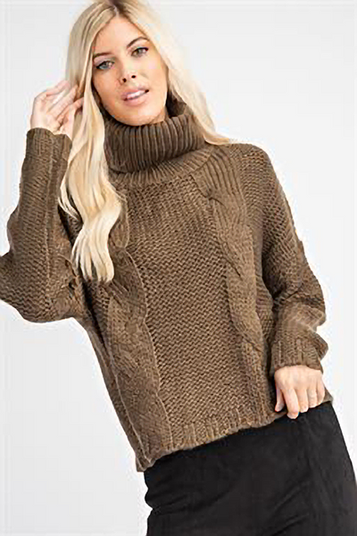 Classic Olive Turtleneck Sweater