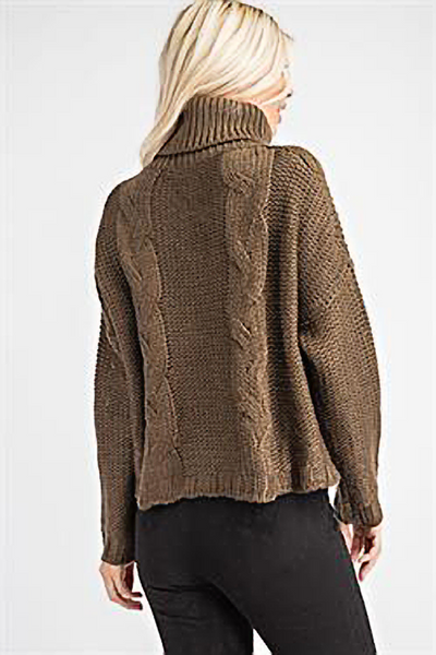 Classic Olive Turtleneck Sweater
