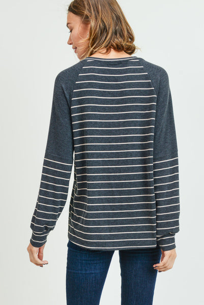 Charming Charcoal Striped Top
