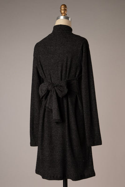 knot dress high neck long sleeve