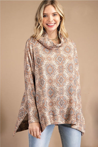 Cute in Cowl Neck Printed Top