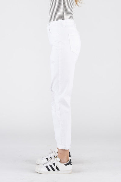 Sneak Peek 90's Skinny High Rise Distressed White Jeans