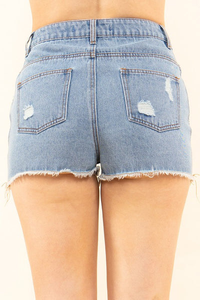 Jewel Fringe Pocket Denim Shorts
