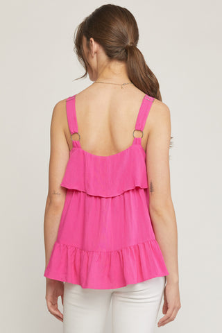 Sleeveless Hot Pink Tiered Top