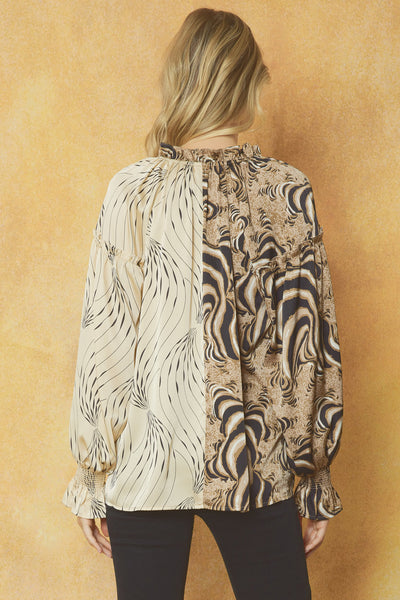 V Neck Long Sleeve Mocha