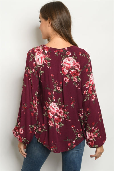 puff sleeve wine top