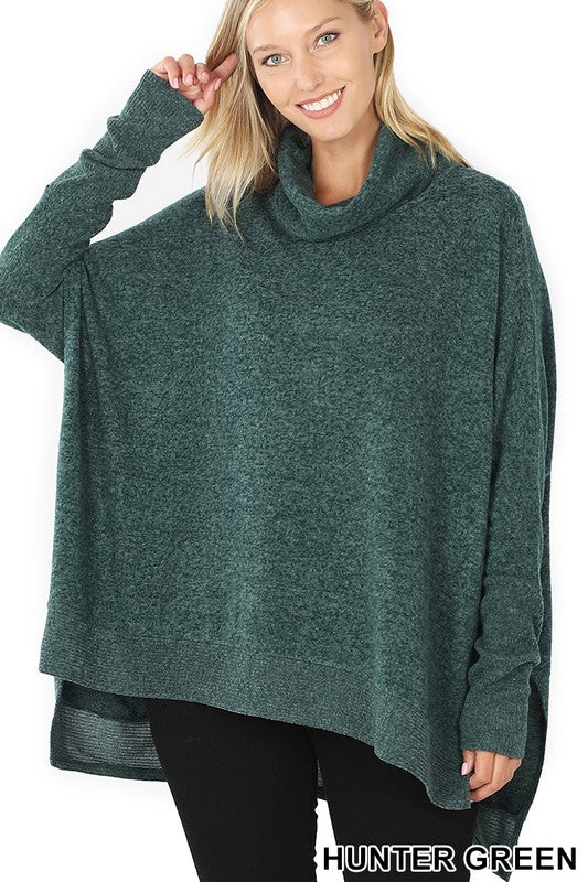 green cowl sweater