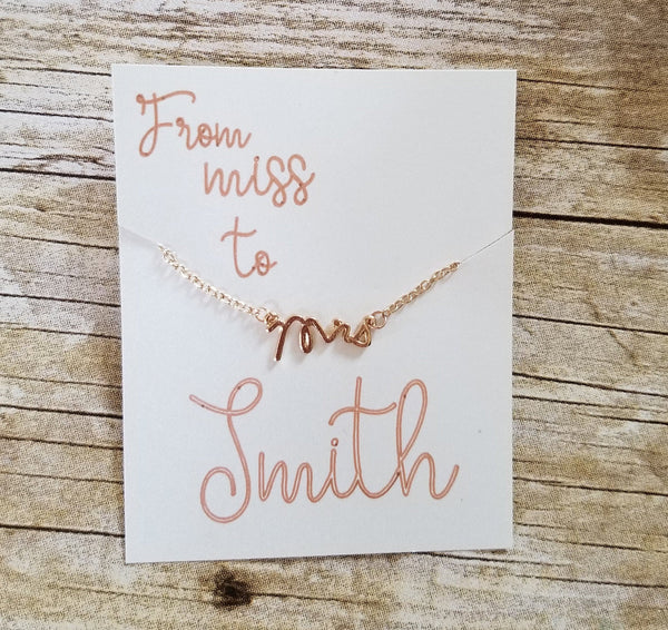Mrs Pendant Necklace, Bridal Gift, Wedding Shower Gift, New Bride