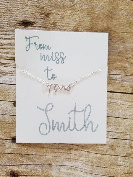 Mrs Pendant Necklace, Bridal Gift, Wedding Shower Gift, New Bride