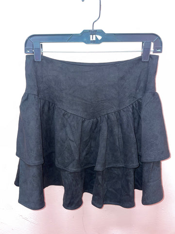 Suede Tiered Skirt