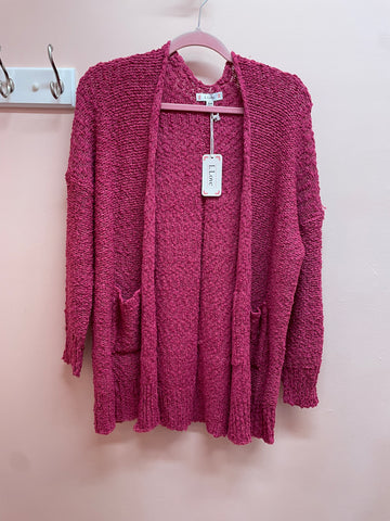 Hot In Pink Open Cardigan with Pockets