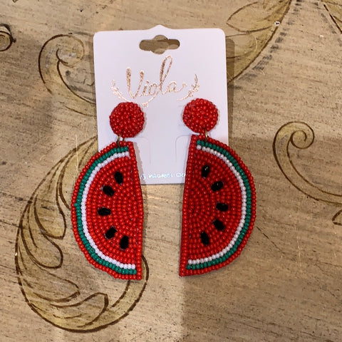 Watermelon Beaded Earrings