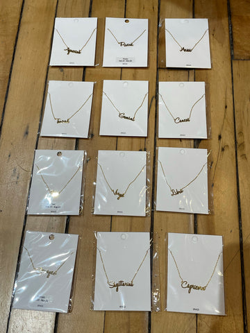 Cursive Zodiac Sign Necklace