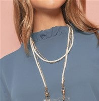 Overlapping Pearl and Gold Ball Mask Chain